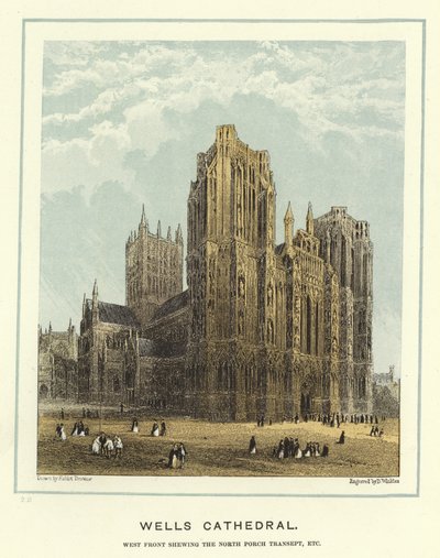 Wells Cathedral, west front showing the north porch transept, etc by Hablot Knight Browne